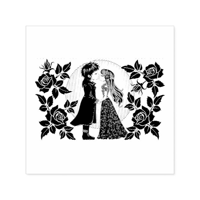 Niedlich gotische Emo Kids Kiss Valentinstag Permastempel (Design)