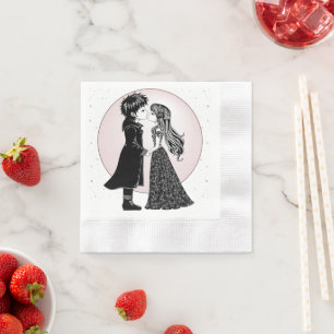 Niedlich gotische Emo Kids Kiss Valentinstag Serviette