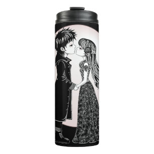Niedlich gotische Emo Kids Kiss Valentinstag Thermosbecher