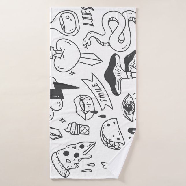 Niedlich Graffiti: Doodle Art Set. Badehandtuch (Badehandtuch)