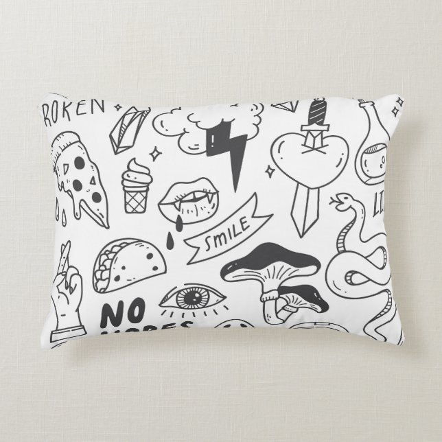 Niedlich Graffiti: Doodle Art Set. Dekokissen (Vorderseite)