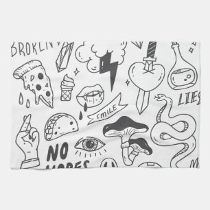 Niedlich Graffiti: Doodle Art Set. Geschirrtuch