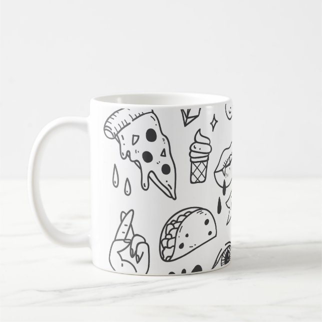 Niedlich Graffiti: Doodle Art Set. Kaffeetasse (Links)