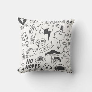 Niedlich Graffiti: Doodle Art Set. Kissen
