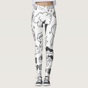 Niedlich Graffiti: Doodle Art Set. Leggings