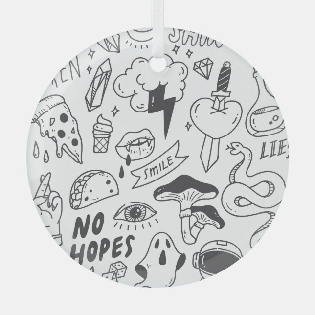 Niedlich Graffiti: Doodle Art Set. Ornament Aus Glas (Vorderseite)