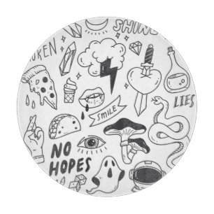 Niedlich Graffiti: Doodle Art Set. Schneidebrett