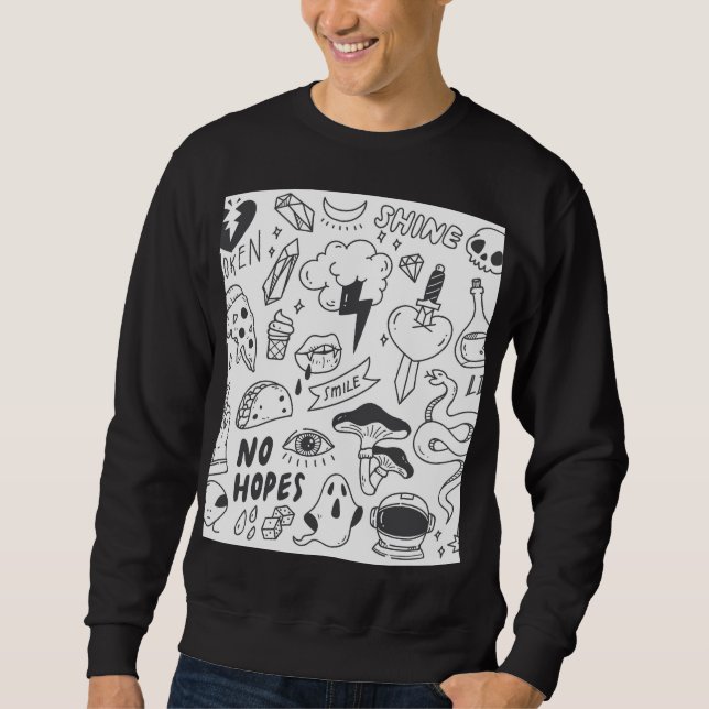 Niedlich Graffiti: Doodle Art Set. Sweatshirt (Vorderseite)
