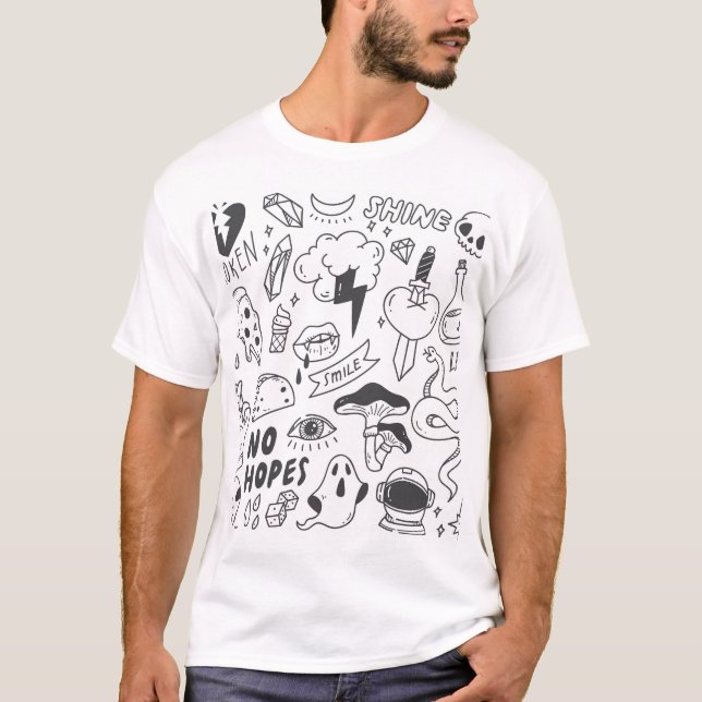 Niedlich Graffiti: Doodle Art Set. T-Shirt (Vorderseite)