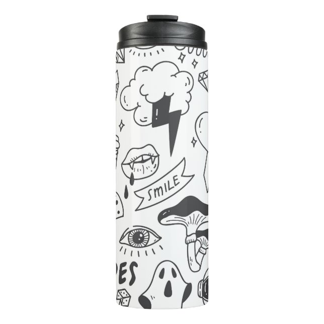 Niedlich Graffiti: Doodle Art Set. Thermosbecher (Vorderseite)