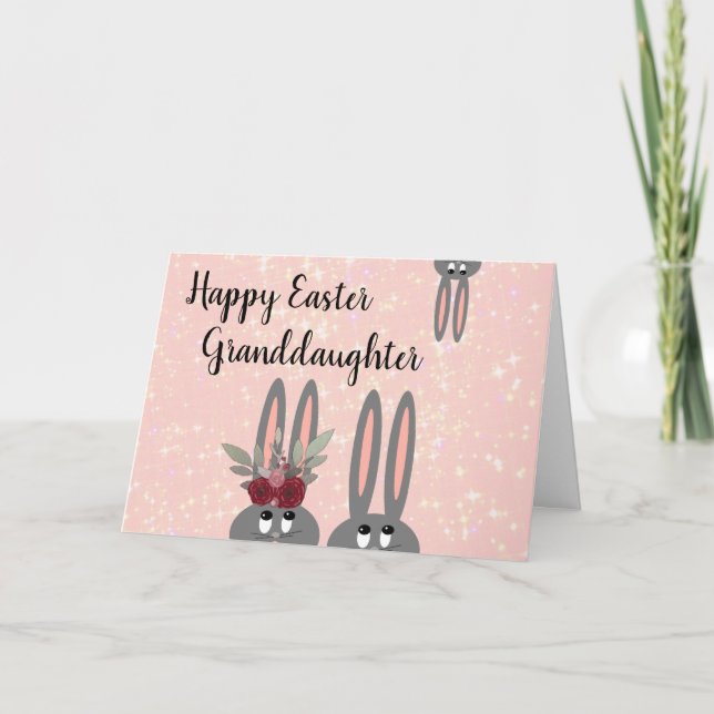 Niedlich Grandtochter Osterflorfische Bunnies Karte (Vorderseite)