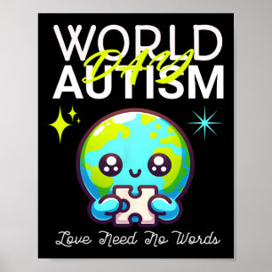 Niedlich Graphic Earth Autism Day Vater Mama Boys Poster