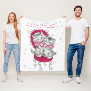 Niedlich Grau Kittens Pink Bow Weihnachtsschneeflo Fleecedecke