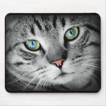 Niedlich Grau Kitty Cat Face Mouse Pad