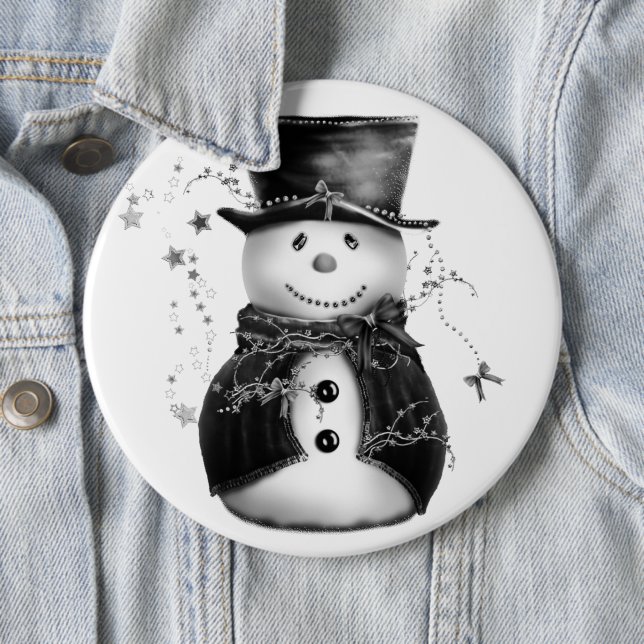 Niedlich Grau-Snowman-Weihnachtsknopf Button (Beispiel)