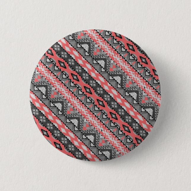 Niedlich-graue Aztec Muster Design Krawatte Button (Vorderseite)