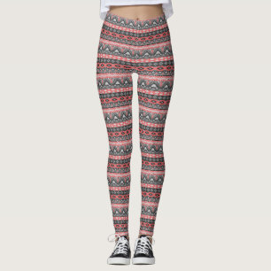 Niedlich-graue Aztec Muster Design Krawatte Leggings