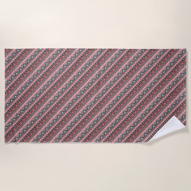Niedlich-graue Aztec Muster Design Krawatte Strandtuch (Vorderseite)