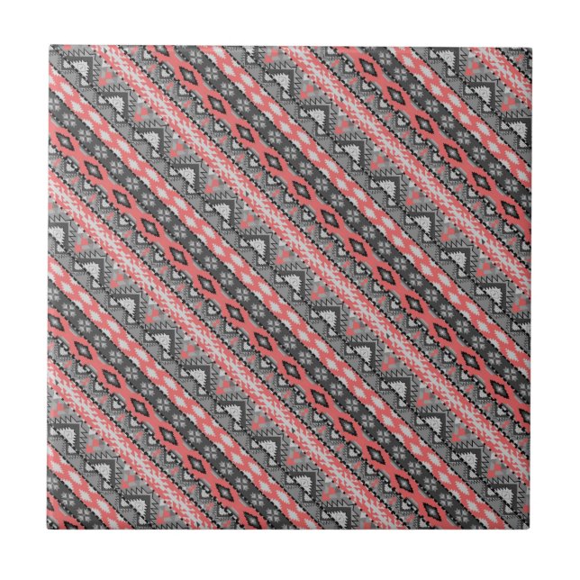 Niedlich-graue Aztec-Muster Fliese (Vorderseite)