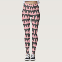 Niedlich Graue, rosa Weihnachtsbaumen Muster Fraue Leggings