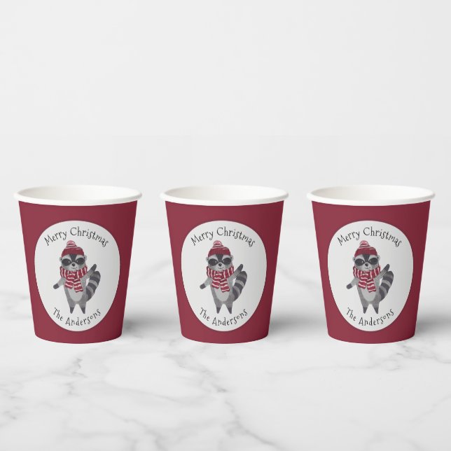 Niedlich Graue und rote Wasserfarbe Weihnachten Ra Pappbecher (Multi)