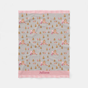 Niedlich Graurosa Lebkuchen Candy Cane Hütte Flee Fleecedecke