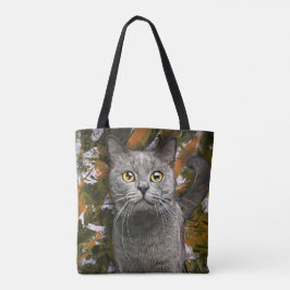 Niedlich Gray British Shorthair Cat Portrait Paint Tasche