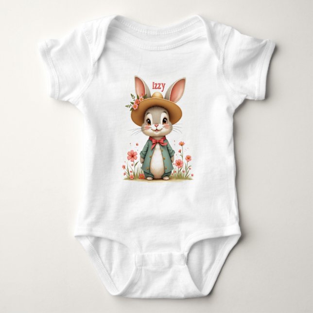 Niedlich Gray Bunny Baby Strampler (Vorderseite)