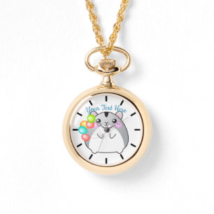 Niedlich Gray Kawaii Hamster Armbanduhr