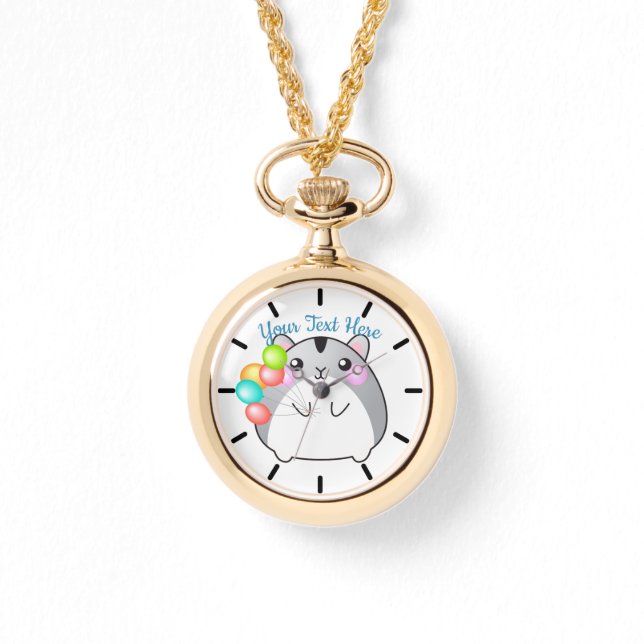 Niedlich Gray Kawaii Hamster Armbanduhr (Vorderseite)