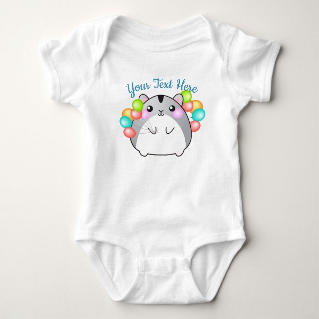 Niedlich Gray Kawaii Hamster Baby Strampler (Vorderseite)