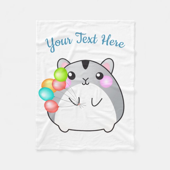 Niedlich Gray Kawaii Hamster Fleecedecke (Vorderseite)