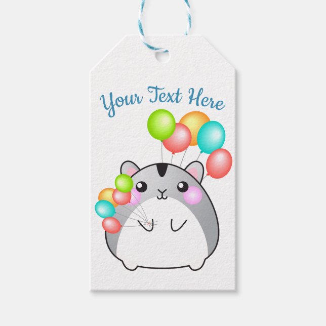 Niedlich Gray Kawaii Hamster Geschenkanhänger (Vorderseite)