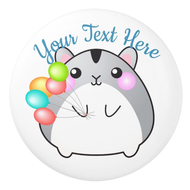 Niedlich Gray Kawaii Hamster Keramikknauf (Vorderseite)