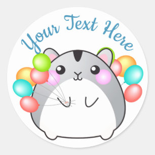 Niedlich Gray Kawaii Hamster Runder Aufkleber