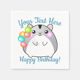 Niedlich Gray Kawaii Hamster Serviette
