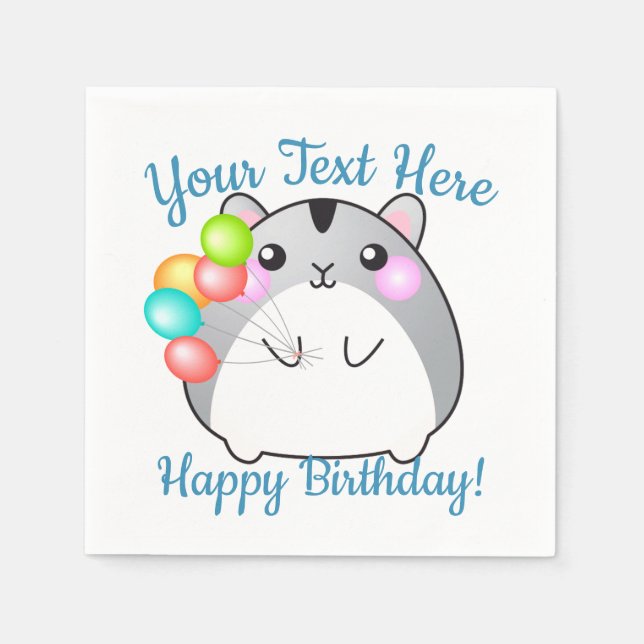 Niedlich Gray Kawaii Hamster Serviette (Vorderseite)