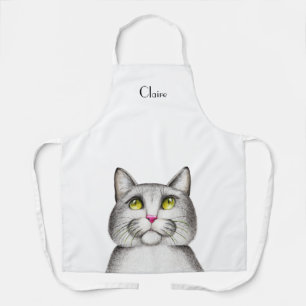 Niedlich Gray Kitty Cat Personalisiert Schürze