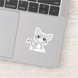 Niedlich Gray Kitty Custom-Cut Vinyl Sticker