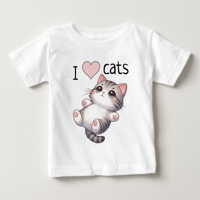 Niedlich Gray Tabby Cat Baby T-shirt (Vorderseite)