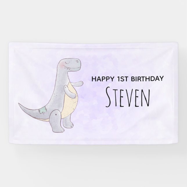 Niedlich Gray Tyrannosaurus Rex Dinosaur Toy Gebur Banner (Horizontal)