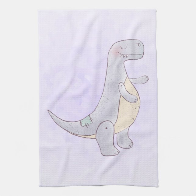 Niedlich Gray Tyrannosaurus Rex Dinosaur Toy Geschirrtuch (Vertikal)