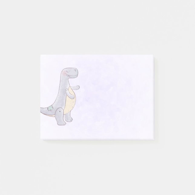 Niedlich Gray Tyrannosaurus Rex Dinosaur Toy Post-it Klebezettel (Vorderseite)