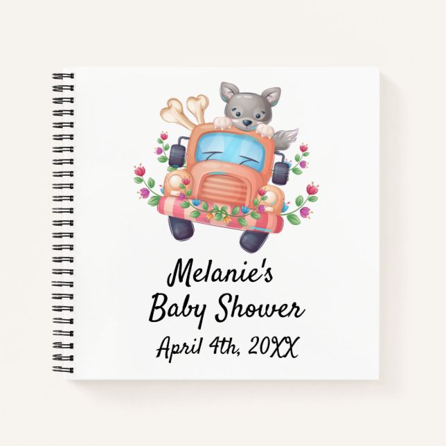 Niedlich Gray Wolf Baby Shower Gästebuch Notizbuch (Vorderseite)