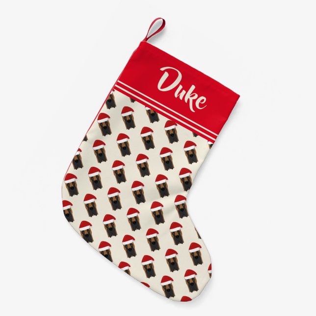 Niedlich Great Dane Santa Pattern - Personalisiert Kleiner Weihnachtsstrumpf (Vorderansicht (hängend))