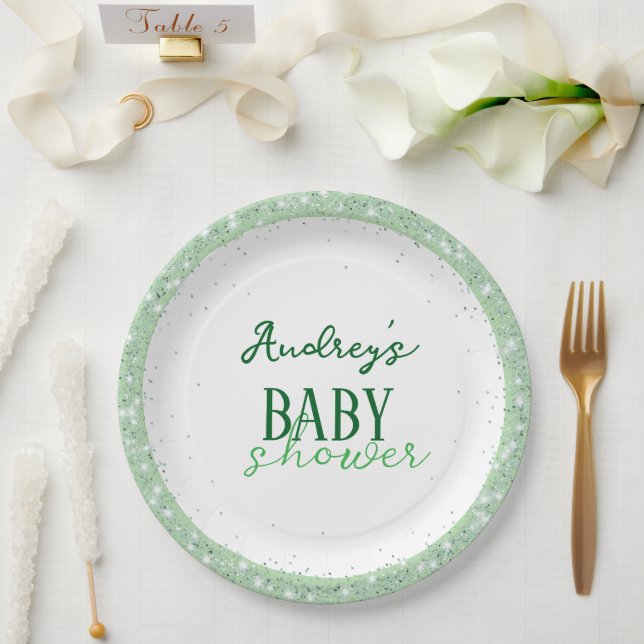 Niedlich-Green-Baby-Dusche Pappteller (Hochzeit)