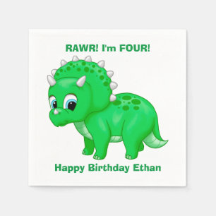 Niedlich Green Baby Triceratops Dinosaurier Serviette