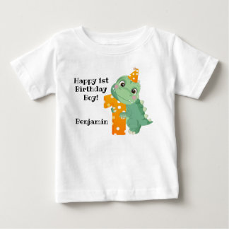 Niedlich Green Dino Birthday Baby T - Shirt