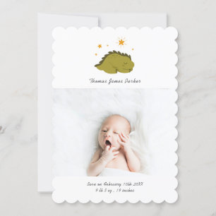 Niedlich Green Dinosaur Baby Birth Ankündigung