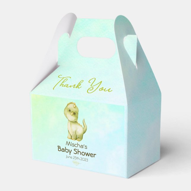 Niedlich Green Dinosaur Thema Kinderdusche Fav Geschenkschachtel (Vorderseite)
